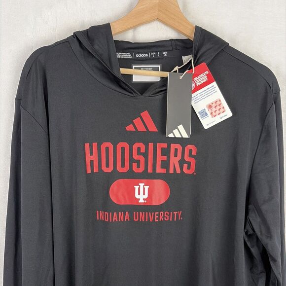 Adidas NCAA Indiana Hoosiers D4T LS Hoodie Top Shirt Size Large JE2070 NWT - Picture 2 of 7